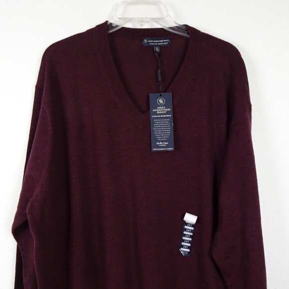 Hart Schaffner Marx Wool Sweater Big Men's Size 2XT Red Maroon Extra Fine Merino - Picture 2 of 9